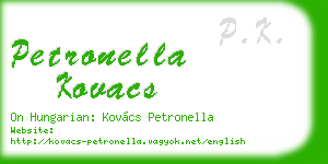 petronella kovacs business card